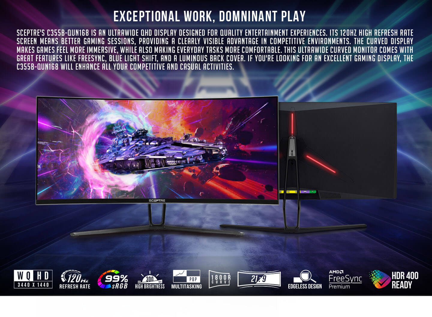 Sceptre 35 Inch Curved Ultrawide LED Monitor